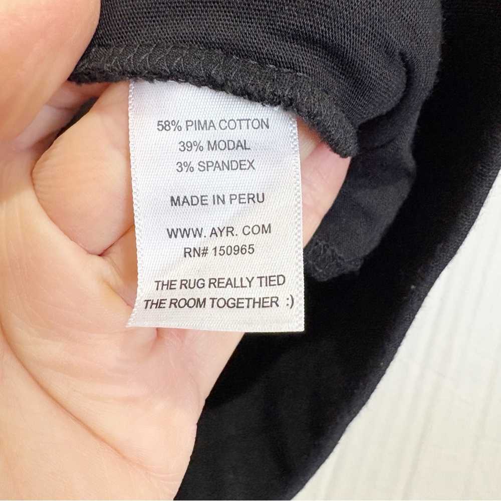 AYR Pants The High Hopes Wide Leg Size Medium Black Pima Cotton Modal Wide Leg - Picture 11 of 16